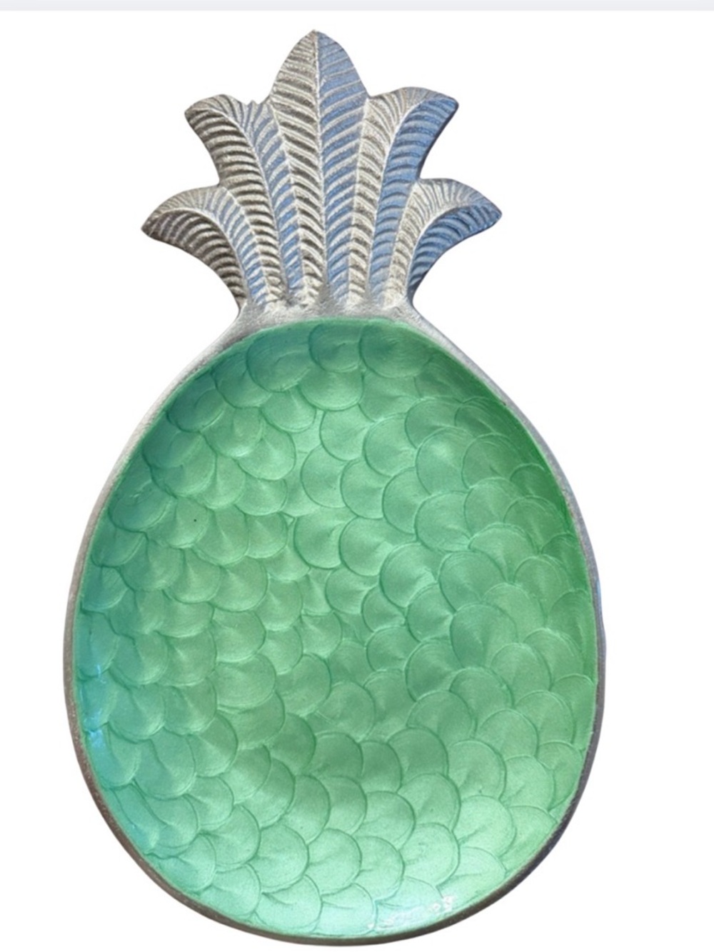 Large 14” Pineapple Tray Coastal Decor Catchall Dish Turquoise Beach House
